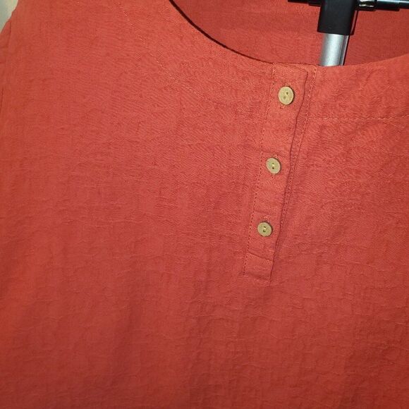 MINIBEE 2XL Linen/Cotton Blend Orange/Red Pullover Organic Natural Plus Size - Picture 4 of 13